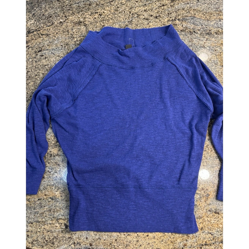 We The Free Palisades Off the Shoulder Sweater Top, Size S Electric Blue Purple